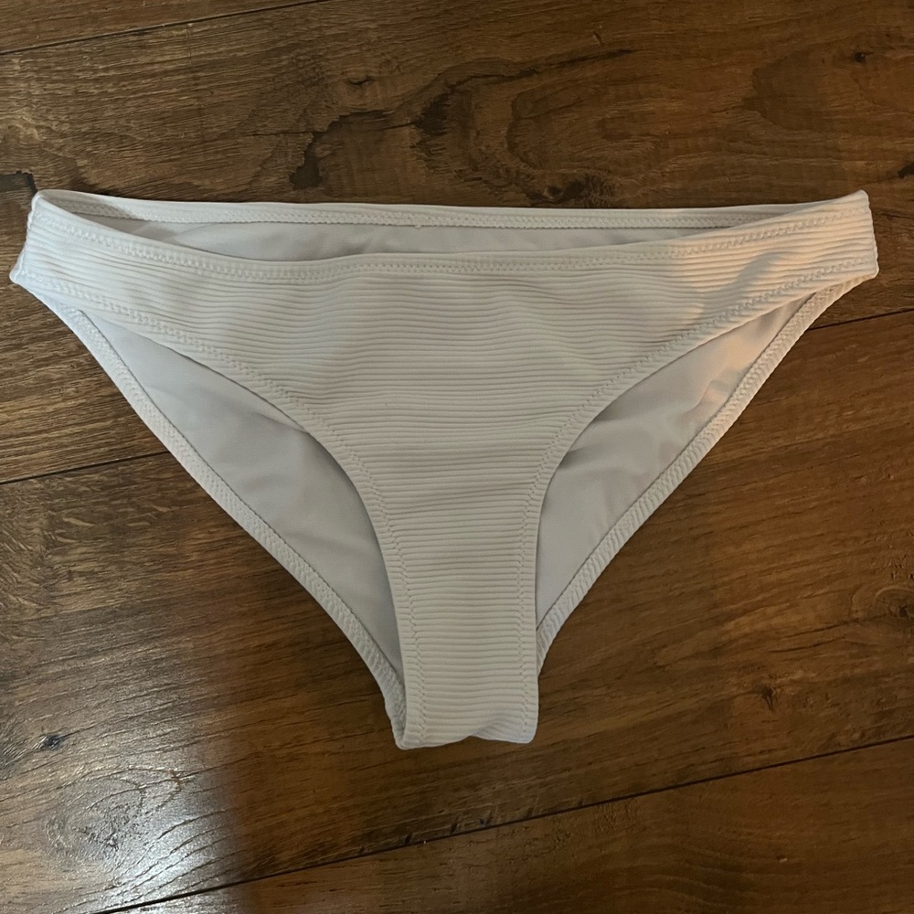 Classic Women's White Ribbed Bikini Bottom
